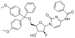N-(1-((2r,3s,4r,5r)-5-((双(4-甲氧基苯基)(苯基)甲氧基)甲基)-3-氟-4-羟基四氢呋喃-2-基)-2-氧代-1,2-二氢嘧啶-4-基)苯甲酰胺结构式_154771-33-2结构式