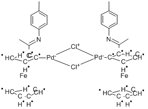 二-m-氯二[2-[1-[(4-甲基苯基)亚氨基]乙基]二茂铁]二-钯结构式_156279-08-2结构式