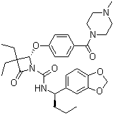 (2S)-N-[(1R)-1-(1,3-苯并二氧代l-5-基)丁基]-3,3-二乙基-2-[4-[(4-甲基-1-哌嗪)羰基]苯氧基]-4-氧代-1-氮杂丁烷羧酰胺结构式_157341-41-8结构式