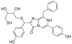 2-[[(2,3-二羟基-4-疏基丁基)硫代](4-羟基苯基)甲基]-6-(4-羟基苯基)-8-(苯基甲基)-咪唑并[1,2-a]吡嗪-3(7h)-酮结构式_157636-27-6结构式
