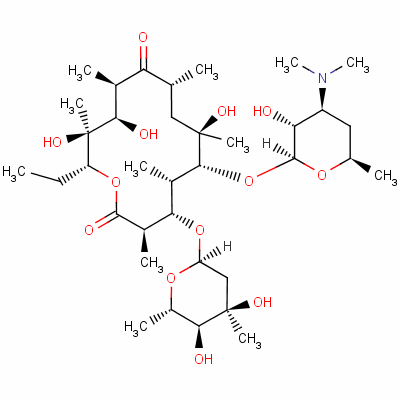 (3R,4S,5S,6R,7R,9R,11R,12R,13R,14R)-4-[(2S,4R,5S,6S)-4,5-二羟基-4,6-二甲基-四氢吡喃-2-基]氧基-6-[(2S,3R,4S,6R)-4-二甲基氨基-3-羟基-6-甲基-四氢吡喃-2-基]氧基-14-乙基-7,12,13-三羟基-3,5,7,9,11,13-六甲基结构式_1675-02-1结构式