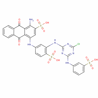 1-氨基-4-[[3-[[4-氯-6-[(3-硫苯基)氨基]-1,3,5-噻嗪-2-基]氨基]-4-硫苯基]氨基]-9,10-二氢-9,10-二氧代-2-蒽磺酸结构式_16823-51-1结构式