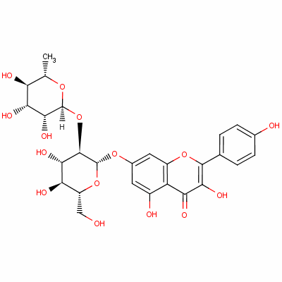 7-[[2-O-(6-脱氧-alpha-L-甘露糖基)-beta-D-吡喃葡萄糖基]氧基]-3,5-二羟基-2-(4-羟基苯基)-4H-苯并吡喃-4-酮结构式_17353-03-6结构式