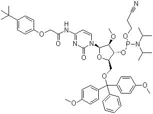 5-O-(4,4-二甲氧基三苯甲游基)-n-[[4-(叔丁基)苯氧基]乙酰基]-2-o-甲基胞苷-3-(2-氰基乙基-N,N-二异丙基)亚磷酰胺结构式_179486-26-1结构式