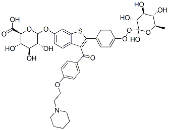 2-{4-[(5Xi)-beta-l-lyxo-hexopyranuronosyloxy]phenyl}-3-{4-[2-(1-piperidinyl)ethoxy]benzoyl}-1-benzothiophen-6-yl (5xi)-beta-d-lyxo-hexopyranosiduronic acid Structure,182507-20-6Structure