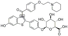 3,4,5-三羟基-6-[4-[6-羟基-3-[4-[2-(1-哌啶基)乙氧基]苯甲酰基]苯并噻吩-2-基]苯氧基]四氢吡喃-2-羧酸结构式_182507-22-8结构式