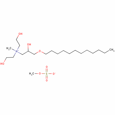 [3-(十二烷氧基)-2-羟基丙基]二(2-羟基乙基)甲基铵硫酸甲酯盐结构式_18602-17-0结构式