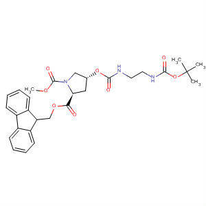 1,2-吡咯烷二羧酸, 4-[[[[2-[[(1,1-二甲基乙氧基)羰基]氨基]乙基]氨基]羰基]氧基]-, 1-(9h-芴-9-甲基) 2-甲酯, (2s,4r)-结构式_187223-14-9结构式