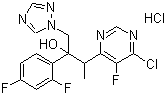 (2R,3S/2S,3R)-3-(6-氯-5-氟嘧啶-4-基)-2-(2,4-二氟苯基)-1-(1H-1,2,4-三唑-1-基)-2-丁醇盐酸盐结构式_188416-35-5结构式