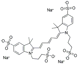 2-[5-[1,3-二氢-3,3-二甲基-5-磺酸基-1-(3-磺酸基丙基)-2H-吲哚-2-亚基]-1,3-戊二烯基]-3,3-二甲基-5-磺酸基-1-(3-磺酸基丙基)-3H-吲哚内盐三钠盐结构式_190517-63-6结构式