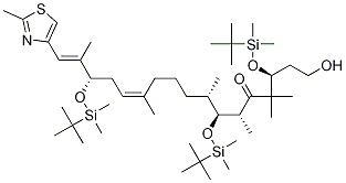 (3S,6R,7S,8S,12Z,15S,16E)-3,7,15-三-{[叔-丁基(二甲基)硅烷基]氧基}-1-羟基-4,4,6,8,12,16-六甲基-17-(2-甲基-1,3-噻唑-4-基)十七-12,16-二烯-5-酮结构式_193146-53-1结构式