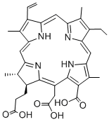 二氢卟吩E6/(2S-反式)8-羧基-20-(羧甲基)-13-乙基-2,3-氢3,7,12,17-四甲基-8-乙烯基-21H,23H-卟吩-2-丙酸结构式_19660-77-6结构式