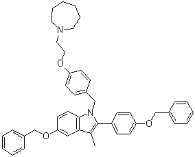 5-苄氧基-2-(4-苄氧基-苯基)-3-甲基-1-[4-(2-氮杂环庚烷-1-基-乙氧基)-苄基]-1H-吲哚结构式_198480-21-6结构式