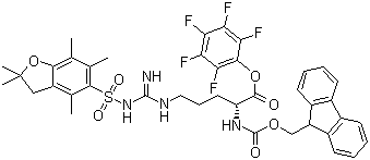 N5-[[[(2,3-二氢-2,2,4,6,7-五甲基-5-苯并呋喃基)磺酰基]氨基]亚氨基甲基]-N2-[(9H-芴-9-基甲氧基)羰基]-D-鸟氨酸五氟苯酯结构式_200132-33-8结构式