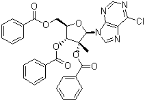6-氯-9-(2,3,5-三苯甲酰氧基-2-C-甲基-beta-D-呋喃核糖基)-9H-嘌呤结构式_205171-04-6结构式