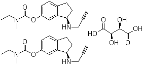乙基甲基-氨基甲酸 (3R)-2,3-二氢-3-(2-丙炔氨基)-1H-茚-5-基酯酒石酸盐结构式_209394-46-7结构式