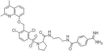 (2S)-N-(3-(4-甲脒基苯甲酰胺基)丙基)-1-(2,4-二氯-3-((2,4-二甲基-8-喹啉基氧基)甲基)苯磺酰基)吡咯烷-2-甲酰胺结构式_209733-45-9结构式