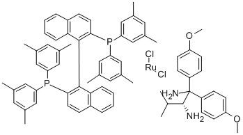 氯{-(+)-2,2-双[二(3,5-二甲苯基)磷]-1,1-联萘}[(2R)-(-)-1,1-双(4-甲氧苯基)-3-甲基-1,2-丁基二胺基]钌(II)结构式_220114-32-9结构式