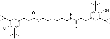 N,N’-双-(3-(3,5-二叔丁基-4-羟基苯基)丙酰基)己二胺结构式_23128-74-7结构式