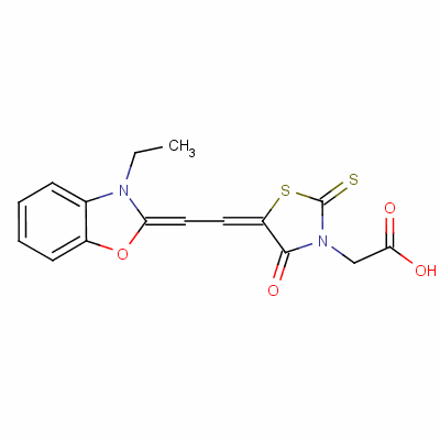 5-[2-(3-乙基-2(3h)-苯并噁唑基)亚乙基]-4-氧代-2-硫氧代-3-噻唑烷乙酸结构式_23236-18-2结构式