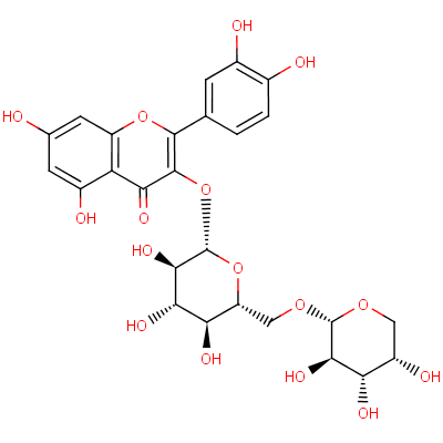 3-阿拉伯糖葡糖基槲皮素结构式_23284-18-6结构式