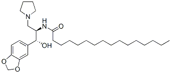 N-[(1R,2R)-2-(1,3-苯并二氧)-2-羟基-1-(1-吡咯烷甲基)乙基]-十六胺结构式_245329-80-0结构式