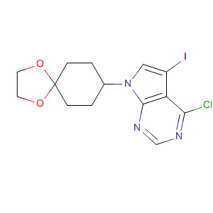 4-氯-5-碘-7-(1,4-二噁螺[4.5]-8-癸基)-7h-吡咯并[2,3-d]嘧啶结构式_262444-48-4结构式