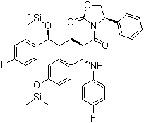 3-[(2R,5S)-5-(4-Fluorophenyl)-2-[(S)-[(4-fluorophenyl(amino)]][4-[trimethylsilyl]-oxy]phenyl]methyl]-1-oxo-5-[(trimethylsily)-oxy]pentyl]-4-phenyl-(4S)-2-oxazolidinone Structure,272778-12-8Structure
