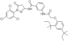 1-(2,4,6-三氯苯基)-3-[3-(2,4-二特戊基苯氧基)乙酰胺基]苯甲酰胺基-5-吡唑酮结构式_31188-91-7结构式