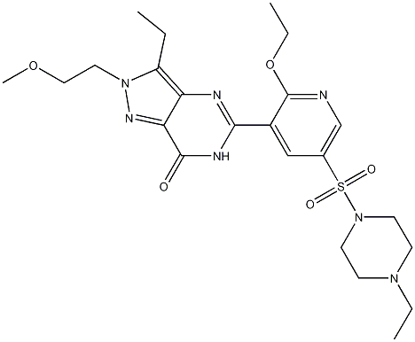 5-[2-乙氧基-5-(4-乙基哌嗪-1-基磺酰基)吡啶-3-基]-3-乙基-2-(2-甲氧基乙基)-2,6-二氢-7h-吡唑并[4,3-d]嘧啶-7-酮结构式_334826-98-1结构式