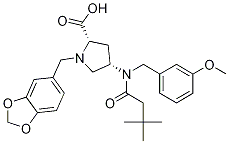 (4S)-1-(1,3-苯并二氧杂环戊烯l-5-甲基)-4-[(3,3-二甲基-1-氧代丁基)[(3-甲氧基苯基)甲基]氨基]-L-脯氨酸结构式_334999-53-0结构式