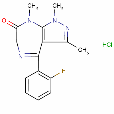 4-(2-氟苯基)-6,8-二氢-1,3,8-三甲基吡唑并[3,4-e][1,4]二氮杂卓-7(1H)-酮单盐酸盐结构式_33754-49-3结构式