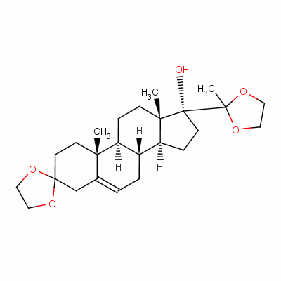 17alpha-羟基孕甾-5-烯-3,20-二酮-3,20-二(乙烯缩酮)结构式_3386-00-3结构式