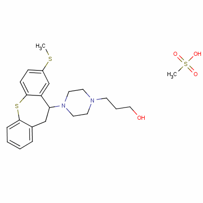 4-(10,11-二氢-8-(甲硫基)二苯并(b,f)硫杂卓-10-基)哌嗪鎓甲烷磺酸盐结构式_34775-83-2结构式