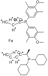 (R)-1-[(S)-2-(二-(4-甲氧基-3,5-二甲苯基)膦)二茂铁基]乙基-二环己基膦结构式_360048-63-1结构式