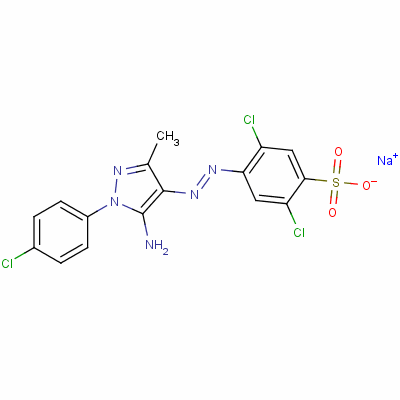 4-[[5-氨基-1-(4-氯苯基)-3-甲基-1H-吡唑-4-基]氮杂]-2,5-二氯苯磺酸钠结构式_37405-99-5结构式