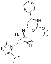 N-叔丁氧羰基-(1S)-3-[3-(3-异丙基-5-甲基-4H-1,2,4-三唑-4-基)-外-8-氮杂双环[3.2.1]辛-8-基]-1-苯基-1-丙胺结构式_376348-70-8结构式