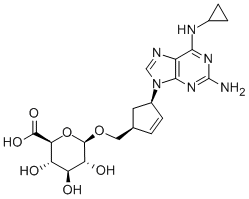 (3S,4S,5S,6R)-6-[[(1S,4R)-4-[2-氨基-6-(环丙基氨基)嘌呤-9-基]-2-环戊烯-1-基]甲氧基]-3,4,5-三羟基-四氢吡喃-2-羧酸结构式_384329-76-4结构式