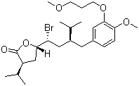 AK-12	(3S)-5-((1R,3S)-1-溴-3-(4-甲氧基-3-(3-甲氧基丙氧基)苄基)-4-甲基戊基)-3-异丙基二氢呋喃-2(3H)-酮结构式_393108-57-1结构式