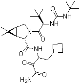 (1R,2S,5S)-N-(4-氨基-1-环丁基-3,4-二氧代-2-丁基)-3-((S)-2-(3-(叔丁基)脲啶)-3,3-二甲基丁酰基)-6,6-二甲基-3-氮杂双环[3.1.0]己烷-2-羧酰胺结构式_394730-60-0结构式