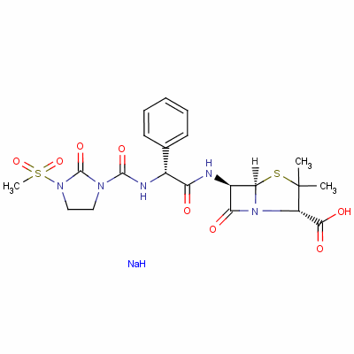 4-Thia-1-azabicyclo[3.2.0]heptane-2-carboxylic acid, 3,3-dimethyl-6-[[[[[3-(methylsulfonyl)-2-oxo-1-imidazolidinyl]carbonyl]amino]phenylacetyl]amino]-7-oxo-, monosodium salt, [2s-[2alpha,5alpha,6beta( Structure,42057-22-7Structure