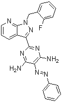 2-[1-[(2-氟苯基)甲基]-1H-吡唑并[3,4-b]吡啶-3-基]-5-(2-苯基二氮杂烯)-4,6-嘧啶二胺结构式_428854-23-3结构式