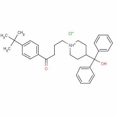 1-[3-(P-叔丁基苯甲酰基)丙基]-4-(羟基二苯甲基)哌啶氯化物结构式_43076-44-4结构式