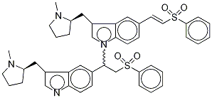 3-[[(2R)-1-甲基-2-吡咯烷]甲基]-1-[1-[3-[[(2r)-1-甲基-2-吡咯烷]甲基]-1H-吲哚-5-基]-2-(苯基磺酰基)乙基]-5-[(1e)-2-(苯基磺酰基)乙烯]-1H-吲哚结构式_438226-83-6结构式