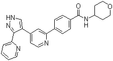 4-[4-[3-(吡啶-2-基)-1H-吡唑-4-基]吡啶-2-基]-N-(四氢吡喃-4-基)苯甲酰胺结构式_452342-67-5结构式