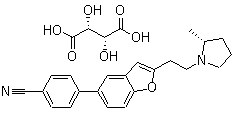 4-[2-[2-[(2R)-2-methyl-1-pyrrolidinyl]ethyl]-5-benzofuranyl]benzonitrile tartrate Structure,460748-71-4Structure