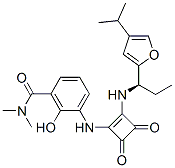 3-[[3-[(二甲氨基)羰基]-2-羟苯基]氨基]-4-[[(R)-1-(4-异丙呋喃-2-基)丙基]氨基]环丁基-3-烯-1,2-二酮结构式_473728-58-4结构式