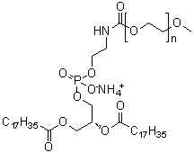 ALPHA-[(9R)-6-羟基-6-氧代-1,12-二氧代-9-[(1-氧代十八烷基)氧基]-5,7,11-三氧杂-2-氮杂-6-磷杂二十九烷-1-基]-OMEGA-甲氧基聚氧乙烯铵盐结构式_474922-77-5结构式