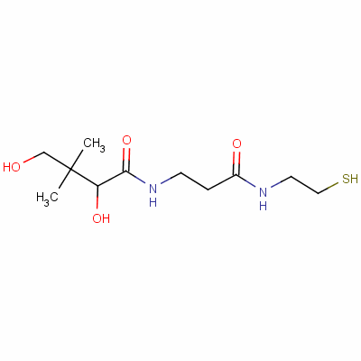 (R)-2,4-二羟基-N-[3-[(2-巯基乙基)氨基]-3-氧代丙基]-3,3-二甲基丁酰胺结构式_496-65-1结构式