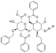 2-氮杂啶-4-O-[2-O-苯甲酰基-6-甲基-3-O-(苯基甲基)-α-L-碘吡喃]-2-脱氧-3-O-(苯基甲基)-a-D-吡喃葡萄糖苷-6-苯甲酸甲酯结构式_501089-97-0结构式